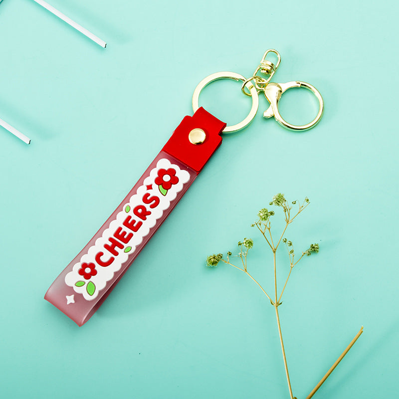 Wholesale Transparent Flower Jelly Color PVC Soft Rubber Lanyard Keychains